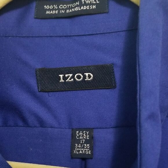 IZOD, royal blue button down, 100% cotton.  Size XL(17). - Picture 2 of 3